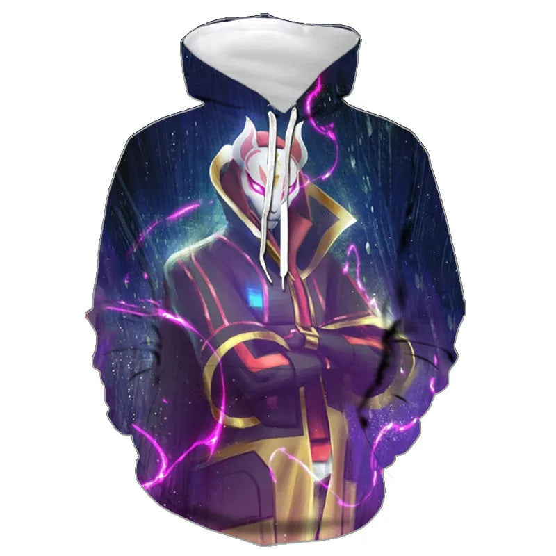 Children's Fortnite 2024 Sweatshirt 3D Digital Printed Hoodie Men's and Women's Pullover Jacket Long Sleeve Children's Gift