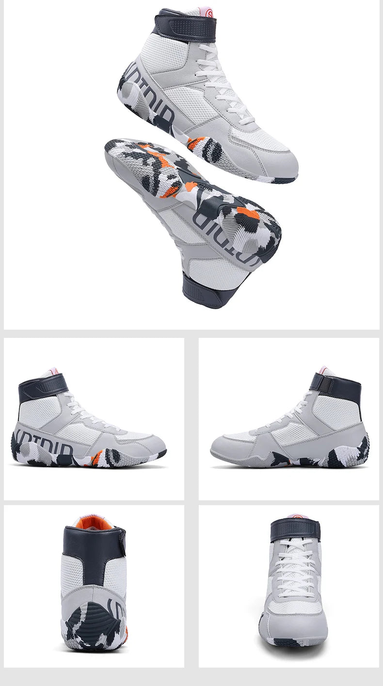 New Men's Large Wrestling Shoes Mesh Breathable Boxing Shoes Anti slip Wear Resistant Sneaker Fashionable Casual High Sport Shoe