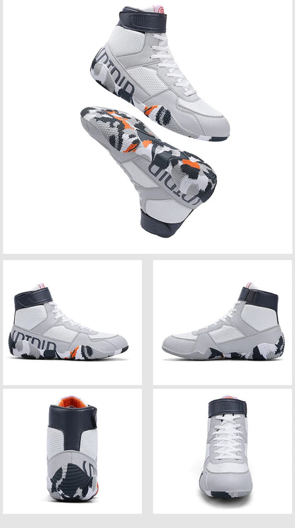 New Men's Large Wrestling Shoes Mesh Breathable Boxing Shoes Anti slip Wear Resistant Sneaker Fashionable Casual High Sport Shoe