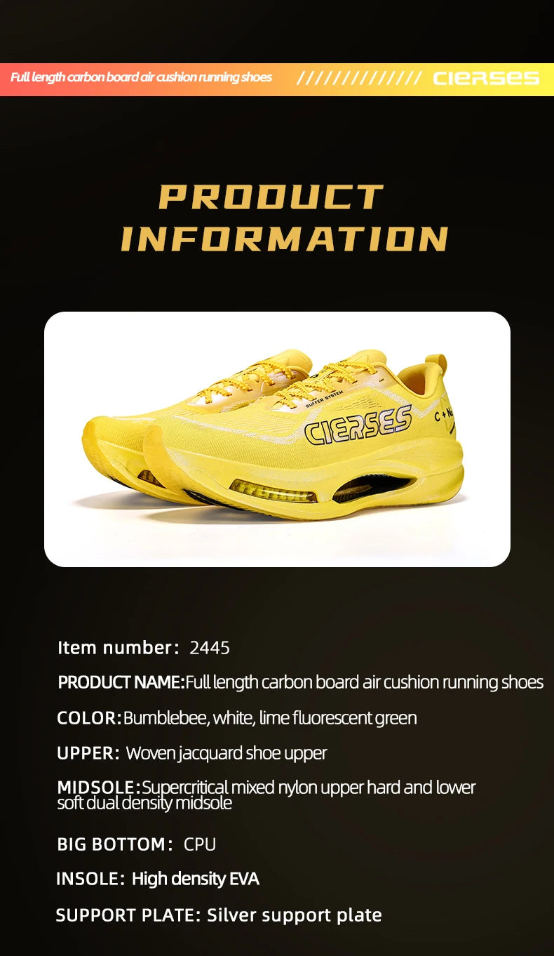 CIERSES Men's Carbon Plate Running Shoes Nitrogen Air Cushion Shock Absorption Stable Training Sports Shoes