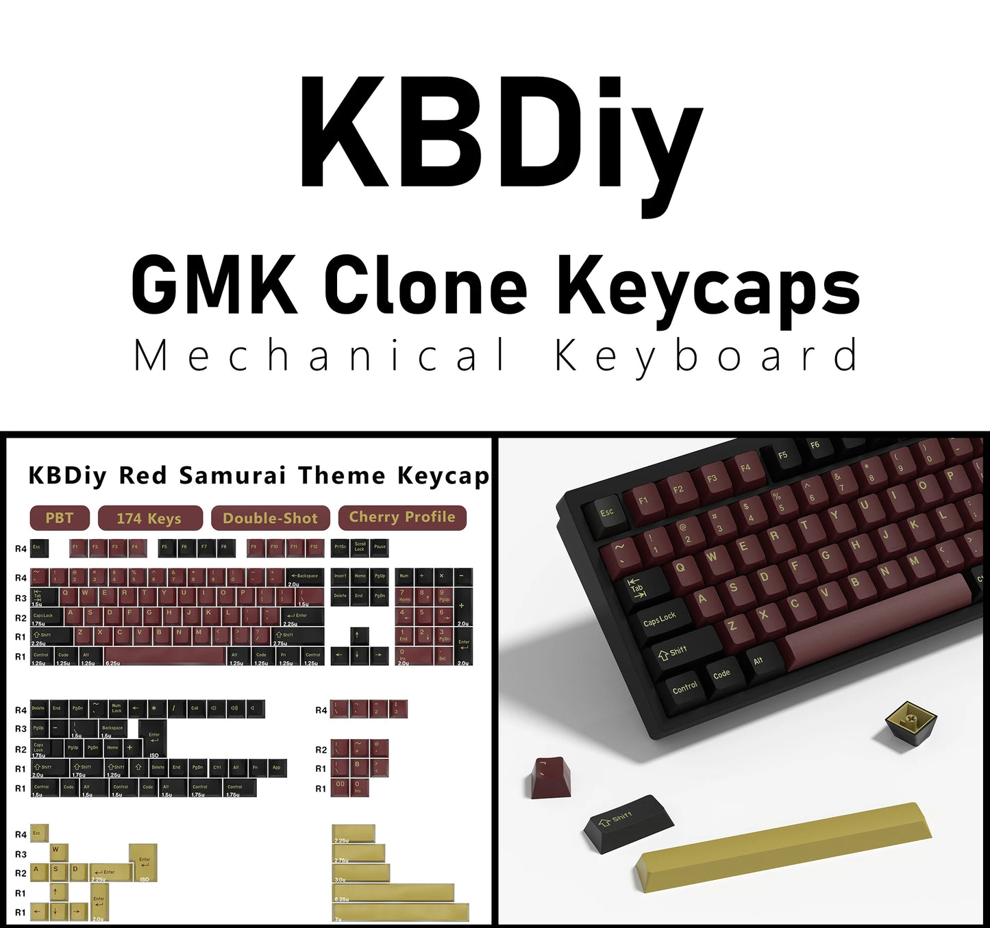 KBDiy GMK Illusion Tastenkappen Cherry-Profil Double-Shot PBT ISO-Tastenkappen für Gamer Mechanisches Tastatur-Kit Gaming Point Retro-Tastenkappe