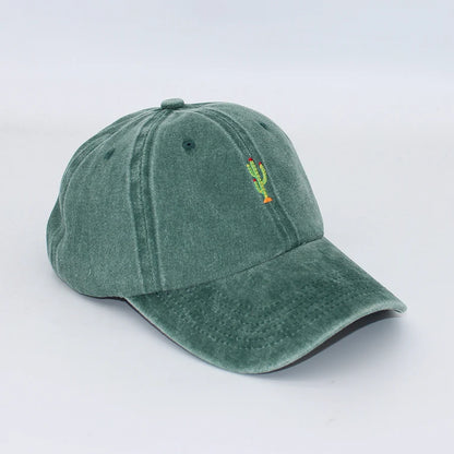 Casquette de baseball vintage souple avec broderie « Mini Cactus » pour homme et femme, effet délavé, pour le sport, la pêche, papa, visière, été, automne, casquette à visière