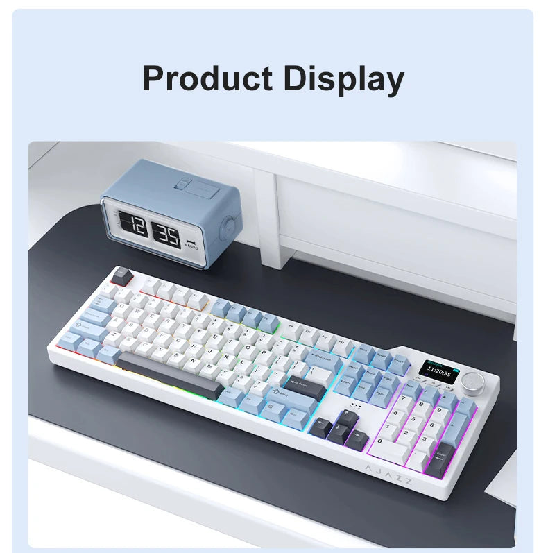 Ajazz AK35I V3/V4 MAX Tri-mode Wired Bluetooth Wireless Gaming Keyboard Gasket Full Key Hot Swap 104 Keys Customized Keyboard