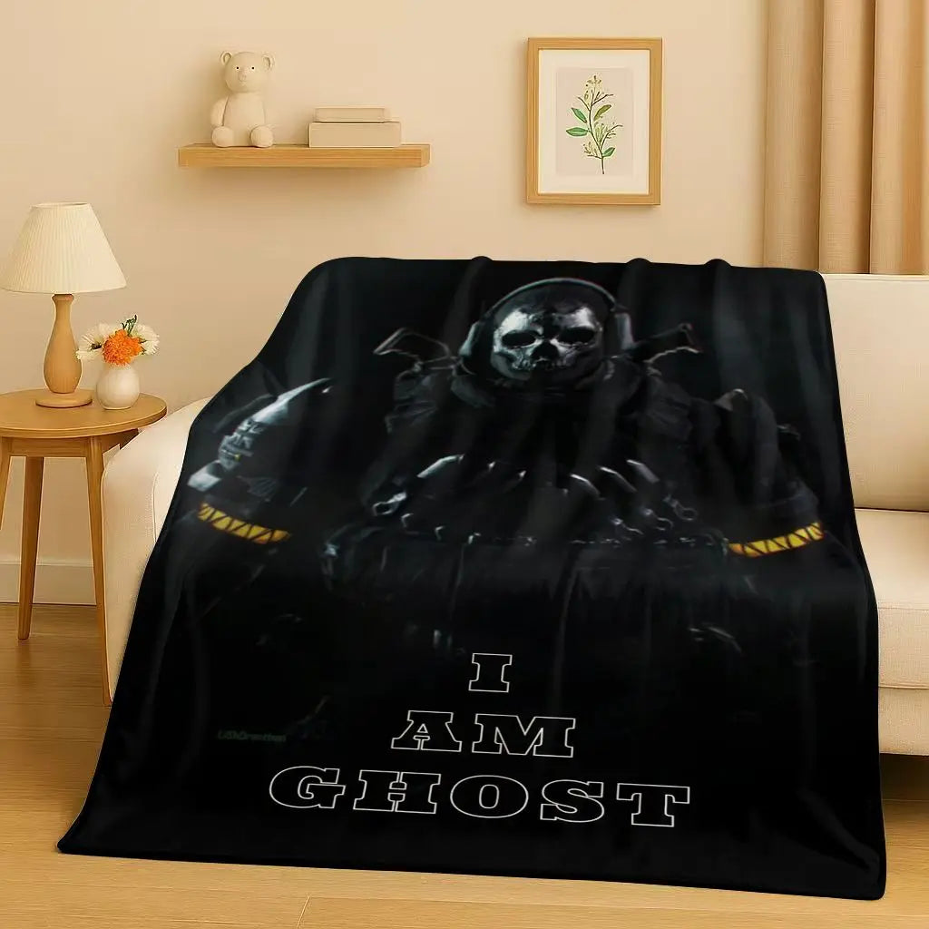 Classic Gun Game Call of Duty COD Ghost Simon Flannel Blanket,Ultra Soft Warm Plush Throw for Home Bedroom Bed Sofa Cover Kid