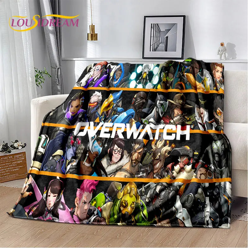 Overwatch Gamer DVA Reaper Manta Macia de Peluche, Manta de Flanela para Sala de Estar, Quarto, Cama, Sofá, Piquenique, Criança, 3D