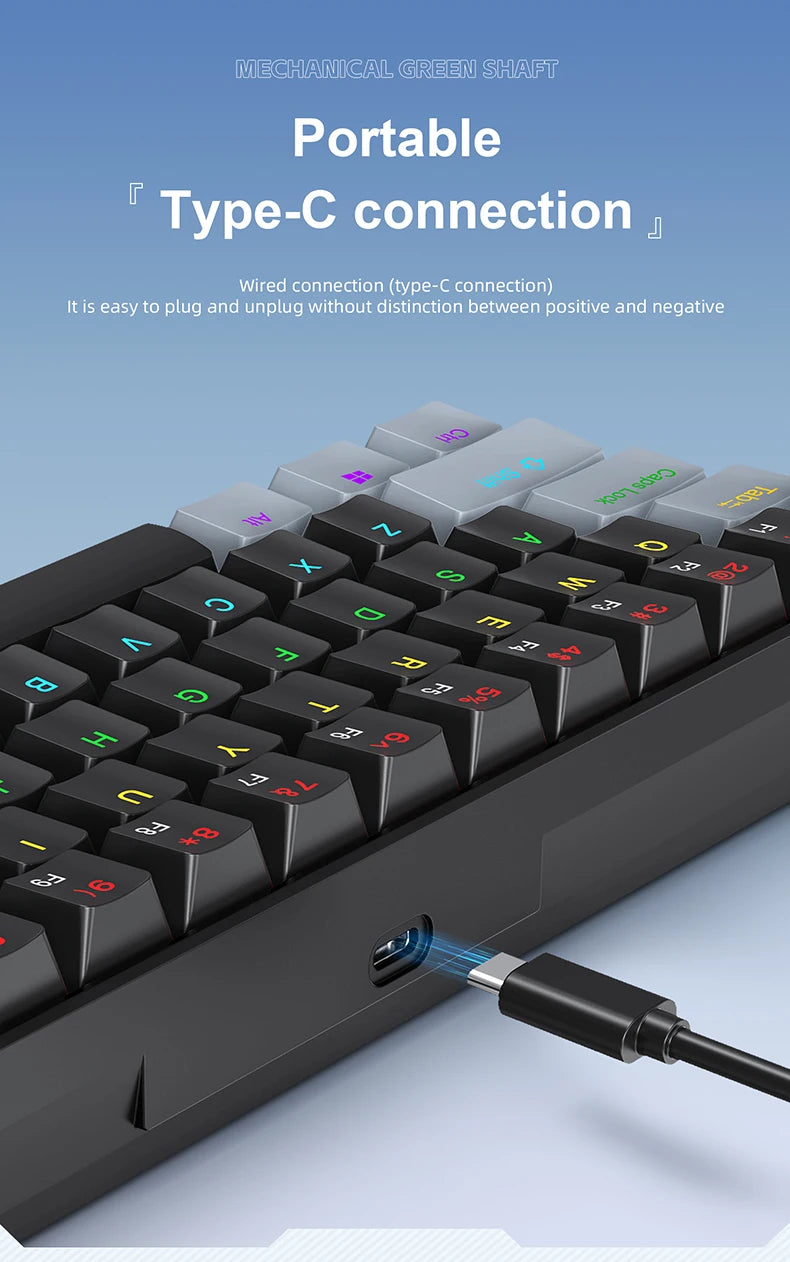 61 Keys RGB Mechanical Keyboard Wired K61 Mini Keyboard 60% Portable Black, White, Red/Blue Switch for Gaming/Work