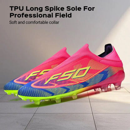 Anti-slip AG/FG Soccer Boots，TPU Shock Absorption Sole，Durable PU Fabric Upper，Teenager Boys Girls Professional Field Sneakers