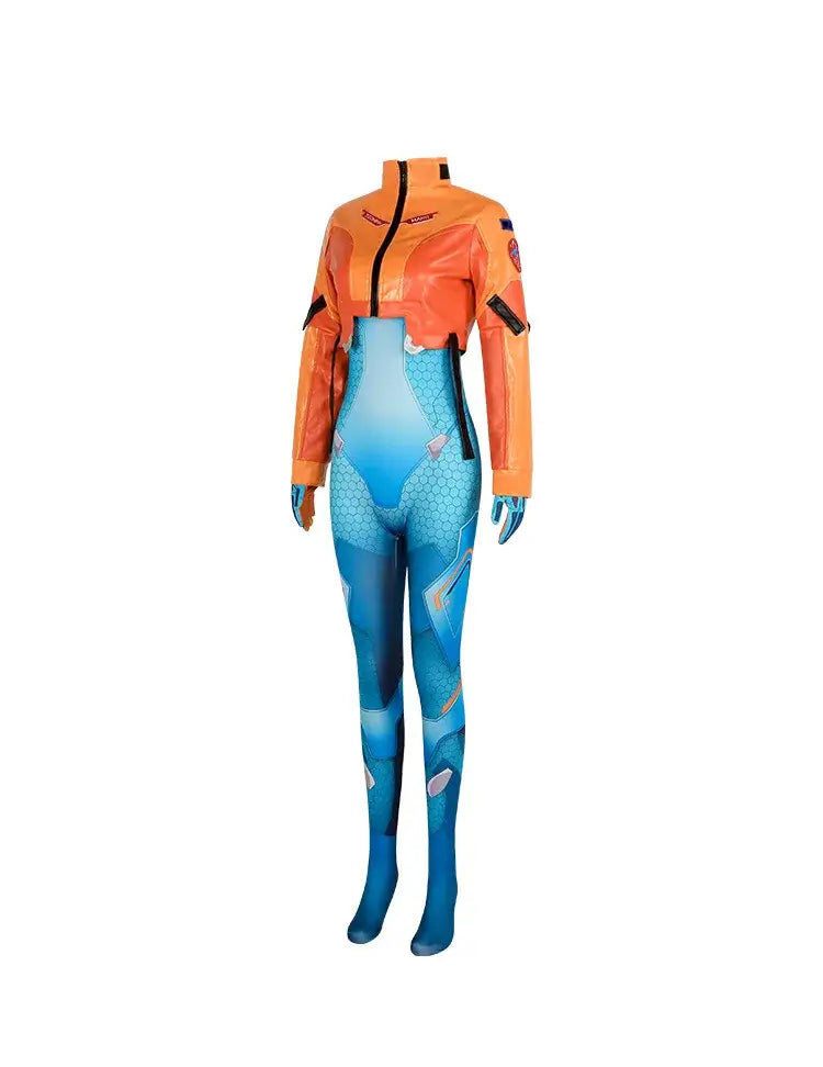 Conjunto completo de cosplay de Juno de Overwatch 2 com peruca e fato, roupa de heroína de suporte para Halloween e Carnaval, Juno Teo Minh, mulher e raparigas