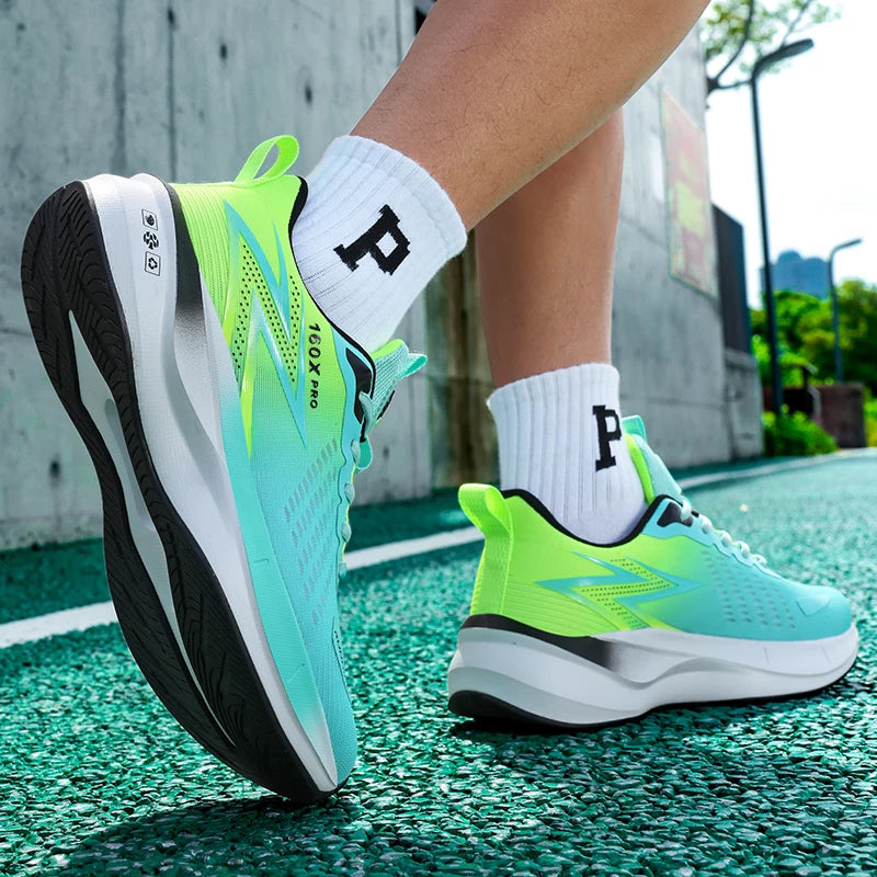 Brand Men's Carbon Plate Running Shoes Soft Cushion Shock Absorbing Sports Shoes Unisex Sneakers Light Anti-Slip Training Shoes