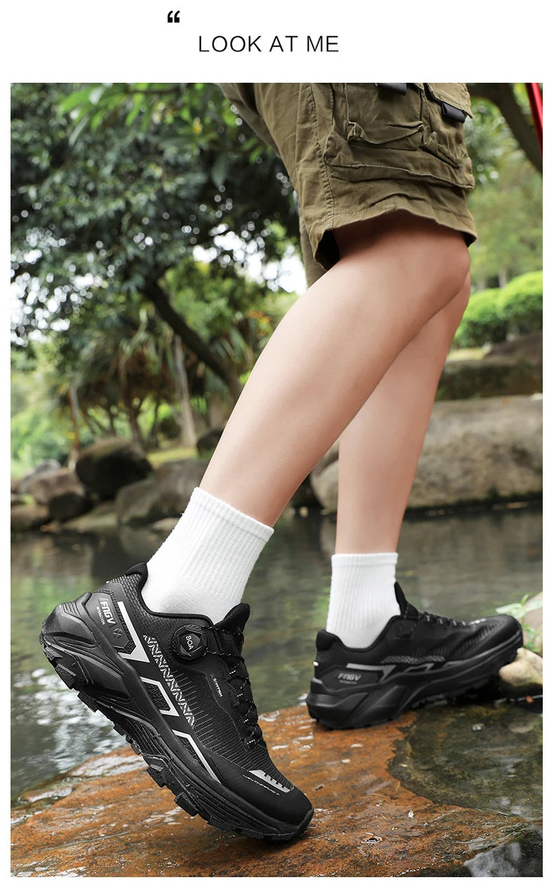 Spring & Summer Men's Running Shoes  Outdoor Hiking,Wear-Resistant Trail Shoes with BOA Closure,Breathable Sports & Casual Style