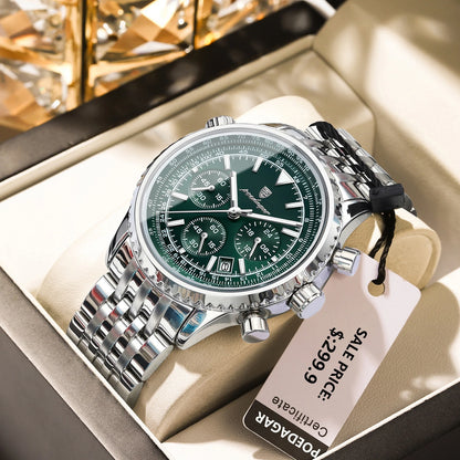 POEDAGAR Fashion Military Men's Watches Waterproof Luminous Date Chronograph Man Watch Stainless Steel Luxury Quartz Male Clock