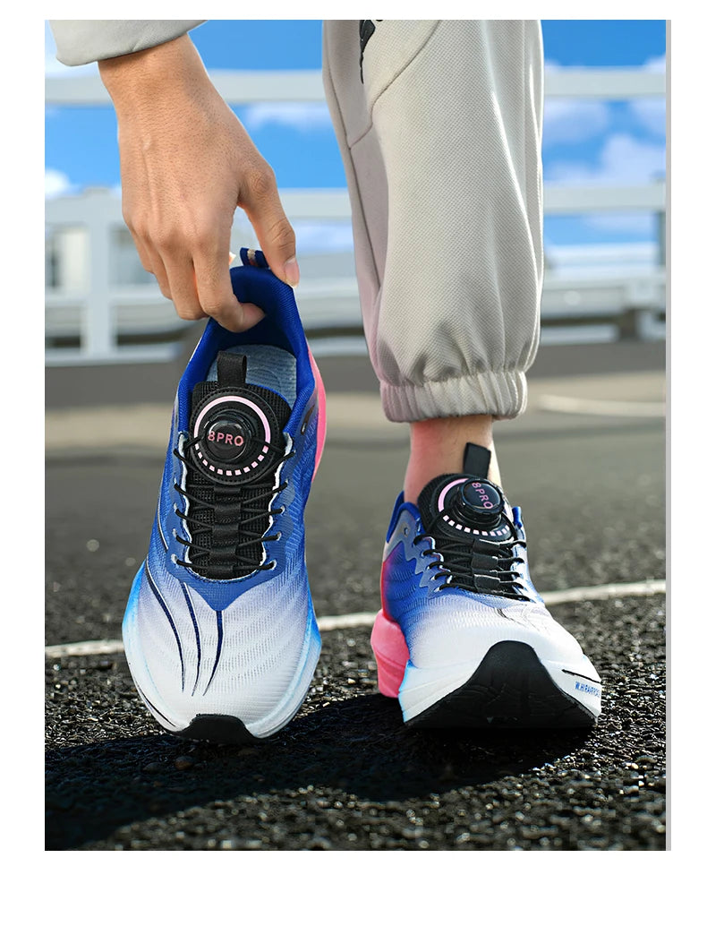 Marathon Carbon Plate Sports Running Shoes Men New Breathable Lightweight Mesh Sport Shoes Women Comfortable Nonskid Sneakers
