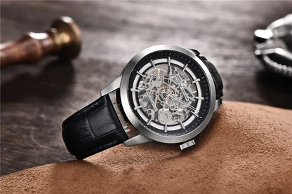 PAGANI DESIGN Új, csontvázszerkezetű férfi mechanikus karórák – csúcsminőségű luxus automata karórák férfiaknak, kék bőr szíjjal, vízálló karóra férfiaknak