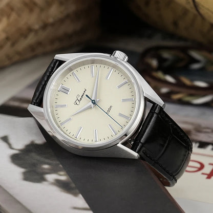 Chameri GS04 Quartz Watch VH31 Sweep Movement Business Watch Sapphire Crystal 100m Waterproof 316L Stainless Steel Vintage Watch