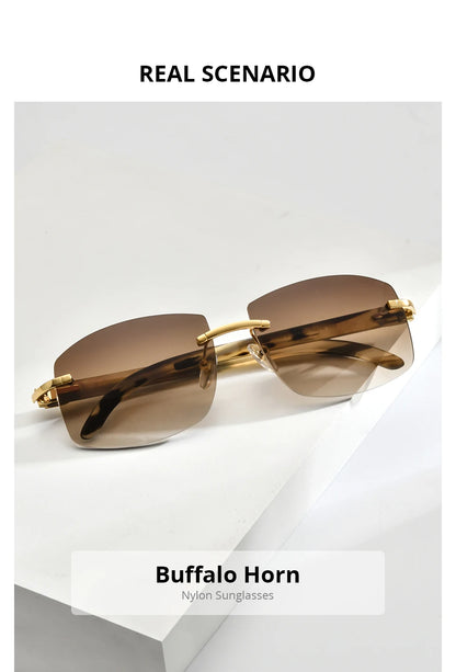 HEPIDEM Buffalo Horn Glasses Men Famous Brand Design Rimless Sunglasses Women Luxury Eyewear Horn-Rim Frameless Buffs Eyeglasses