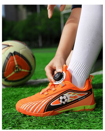 Children's Rotating Buckle Sneaker Students Competition Training Football Shoes Fashionable Lightweight Anti slip Footwear