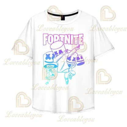 T-shirt Cartoon Fortnite para Rapazes e Raparigas, Battle Royale 3D, 3 a 14 Anos, Victory Royale, Top de Jogo para Criança e Roupa Teen