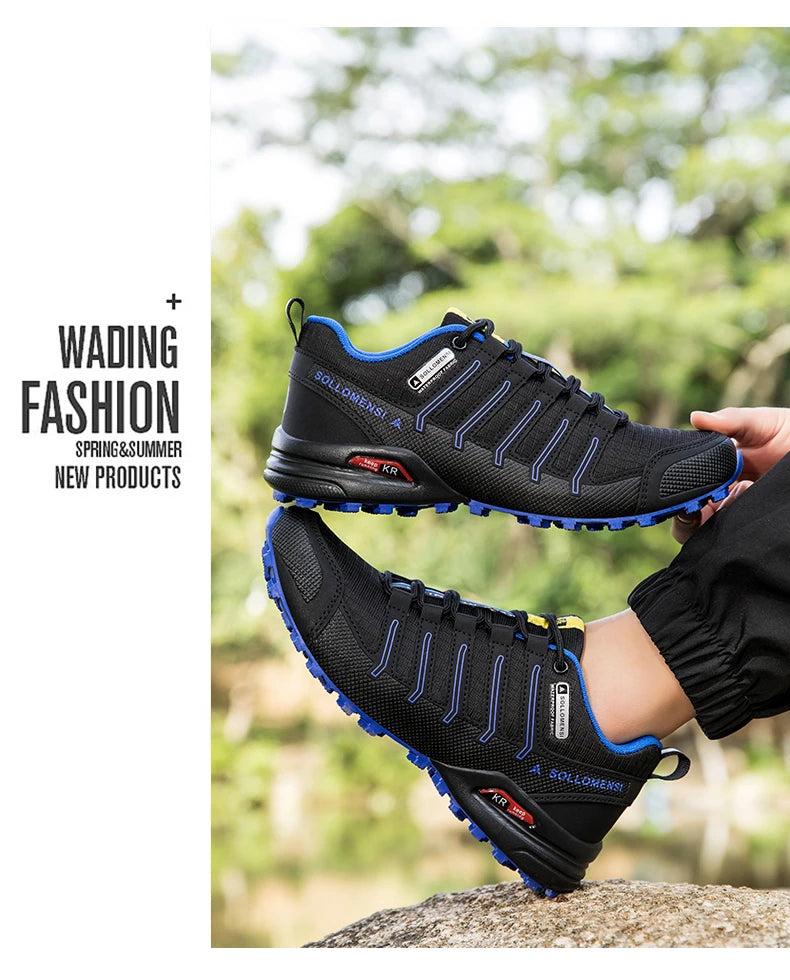 Men's Waterproof Hiking Shoes Outdoor Breathable Travel Walking Shoes Tactical Training Shoes Comfortable Lockless Cycling Shoes