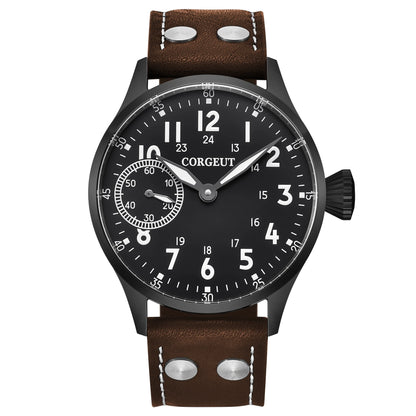Corgeut Seagull ST3600 17 Jewelry 44mm Mechanical Watch Hand Wound Sapphire waterproof Watch Sports Leather Luxury 6497 Watch