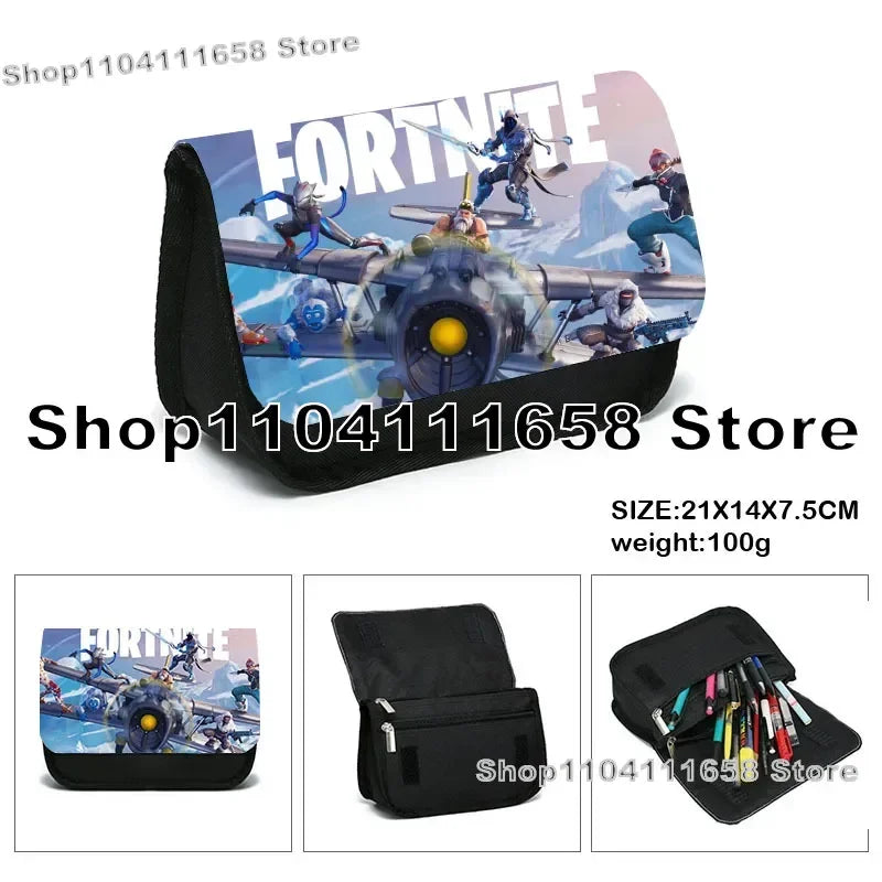 Fortnited Trousse Large Capacity Waterproof Velcro Pencil Case Student Black Estuche Stationery School Pennenzak Supplies
