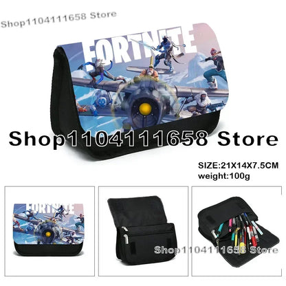 Fortnited Trousse Large Capacity Waterproof Velcro Pencil Case Student Black Estuche Stationery School Pennenzak Supplies