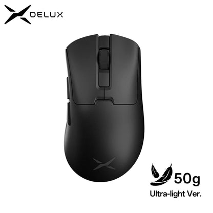 Rato Gaming Sem Fios Delux M900PRO Versão Ultraleve Ergonómico 1K/8K Polling Rate 50g PAW3395 para Destro com Mão Grande PC Gamer
