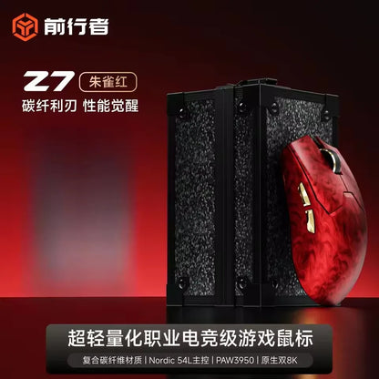 Rato Sem Fios EWEADN Z7 em Fibra de Carbono Paw3950 Dual 8k, Leve, de Tamanho Médio, Ergonómico, para Esports e Gaming FPS, Acessório para PC