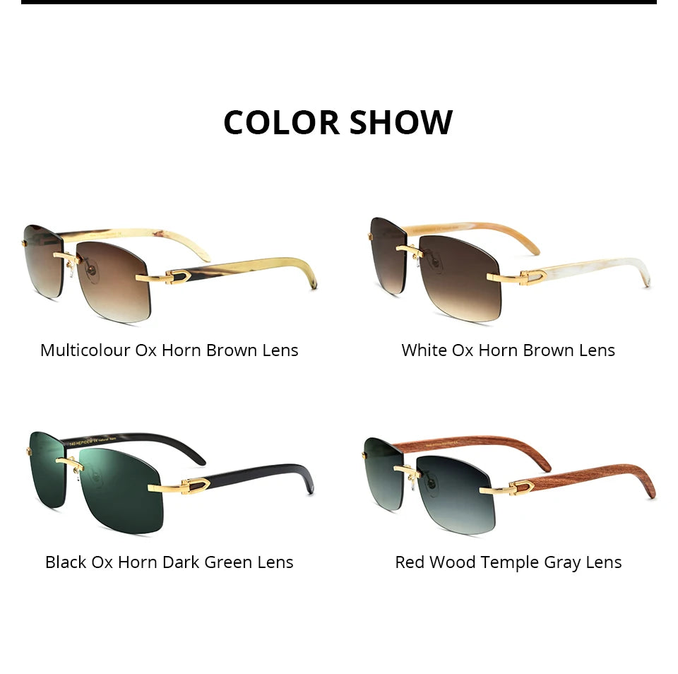 HEPIDEM Buffalo Horn Glasses Men Famous Brand Design Rimless Sunglasses Women Luxury Eyewear Horn-Rim Frameless Buffs Eyeglasses