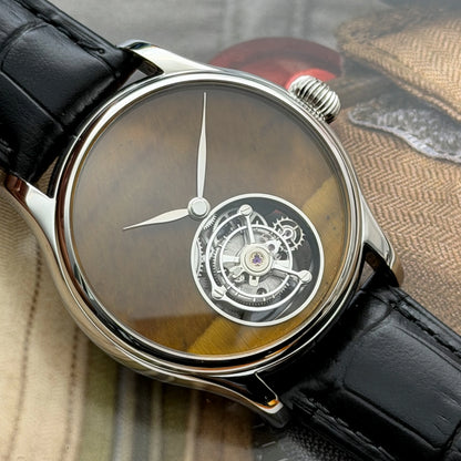 Merkur 100% Tourbillon Watch Men's Natural Stone Dial Sapphire Watch For Men Mechanical Wristwatches Relogio Masculino