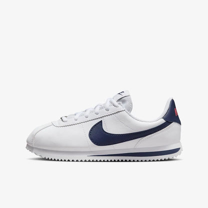 Nike Cortez Basic Sl Synthetic Leather Versatile Trendy Wear-Resistant Low-Top Casual Shoes White and Blue 904764-106