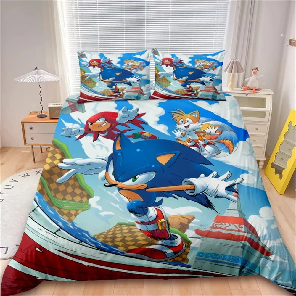 Cartoon Duvet Cover Set Bedding Soft Laundry Cotton S-Sonic-S Film H-HedgehogS 2/3 Piece Set Four Seasons Student Dormitory