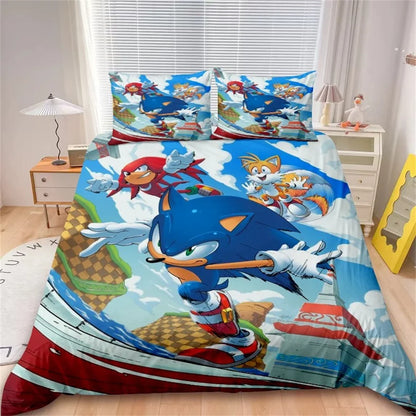 Cartoon Duvet Cover Set Bedding Soft Laundry Cotton S-Sonic-S Film H-HedgehogS 2/3 Piece Set Four Seasons Student Dormitory