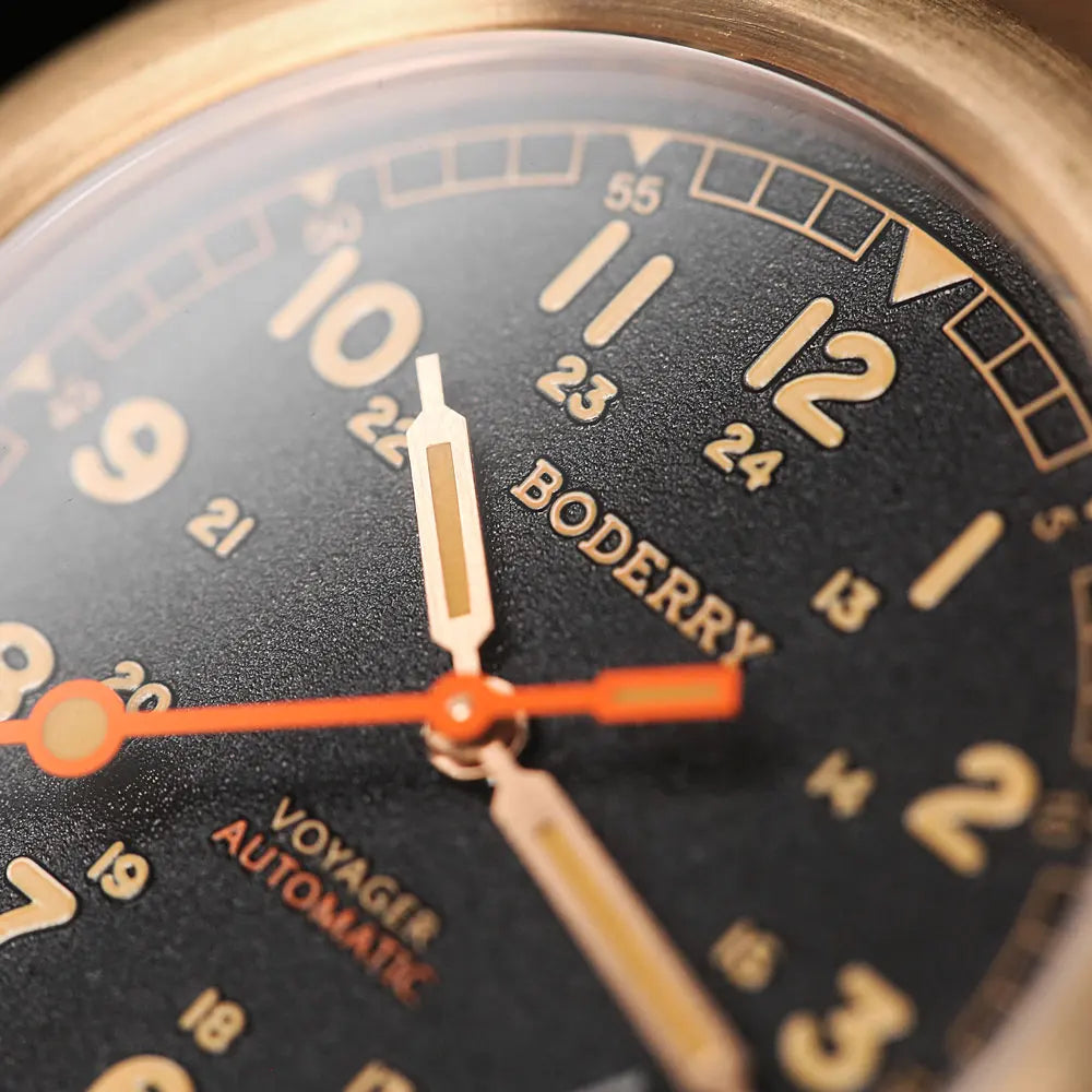 Boderry VOYAGER Field Watches Bronze Case Automatic For Seiko NH35 Watch 100M Waterproof Clock Military Vintage Wristwatch Mens