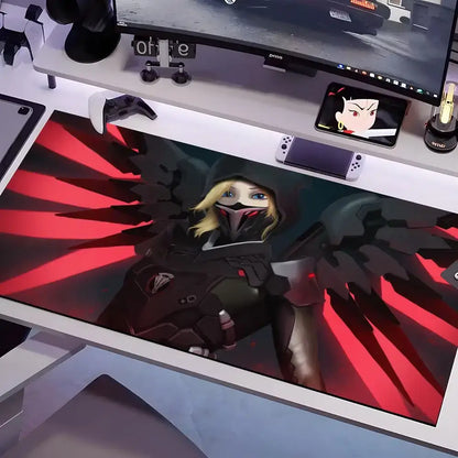 Overwatch pelės kilimėlis, kelių dydžių, didelis kvadratinis kompiuterio, biuro ir žaidimų stalo kilimėlis, guminis neslystantis pelės kilimėlis