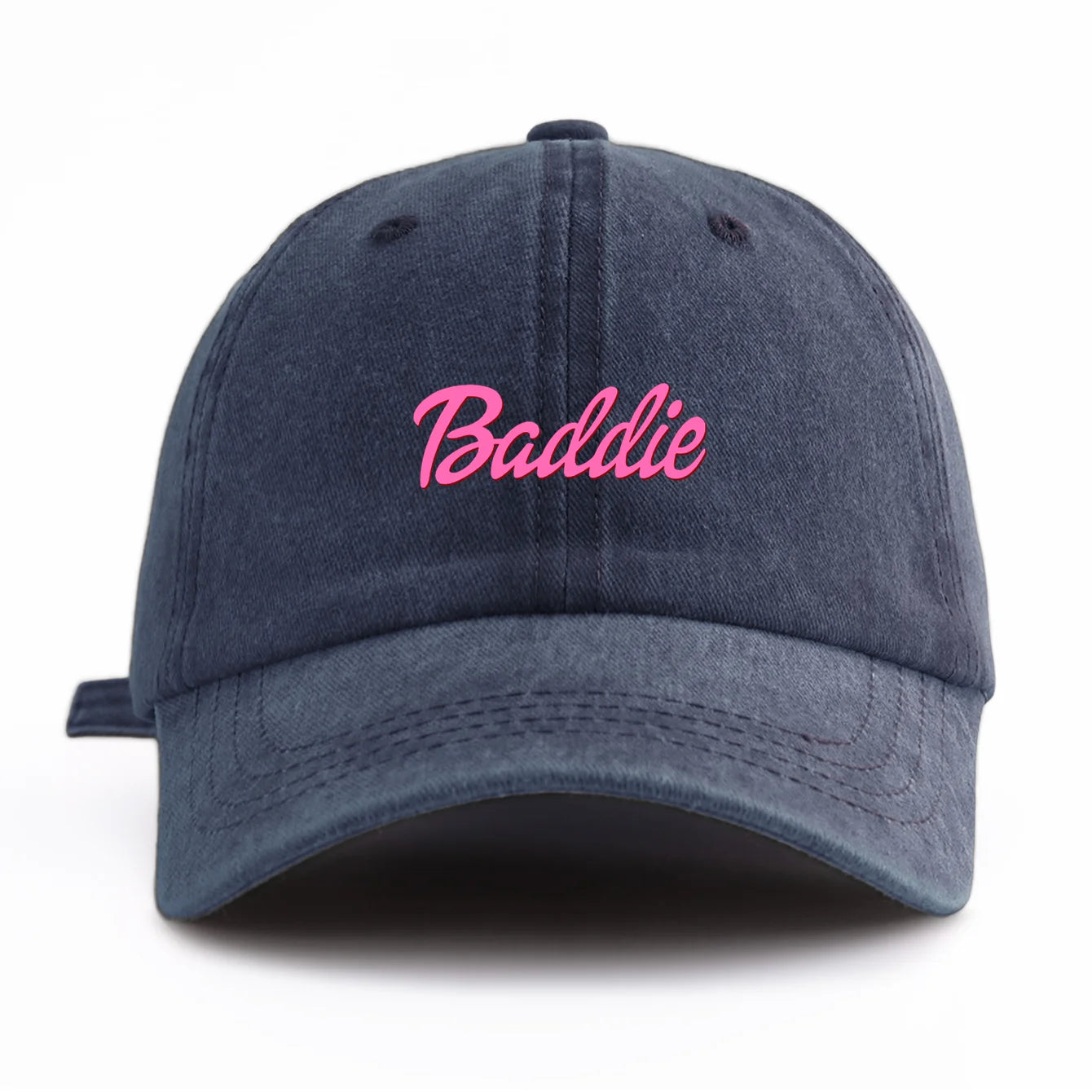 1pc Baddie Print Washed Baseball Cap for Adults,  Minimalist Retro Style Casual Soft Adjustable Dad Hat, Perfect As Gift