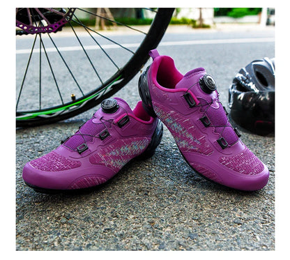 Scarpe da ciclismo MTB uomo donna T03 viola traspiranti, a sgancio rapido, per ciclismo su strada, sport outdoor, racing e allenamento