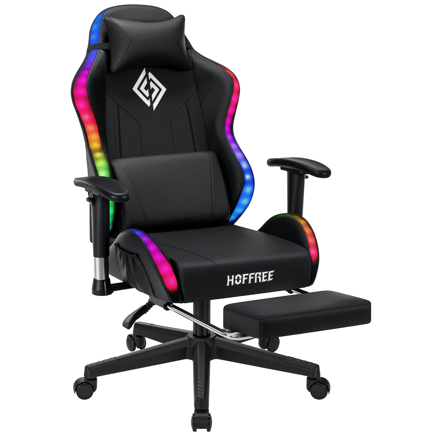250Lbs Load LED Gaming Chair for Children 8-15Years, Adjustable Gamer Chair with LED Lighting, Footrest & Lumbar Support