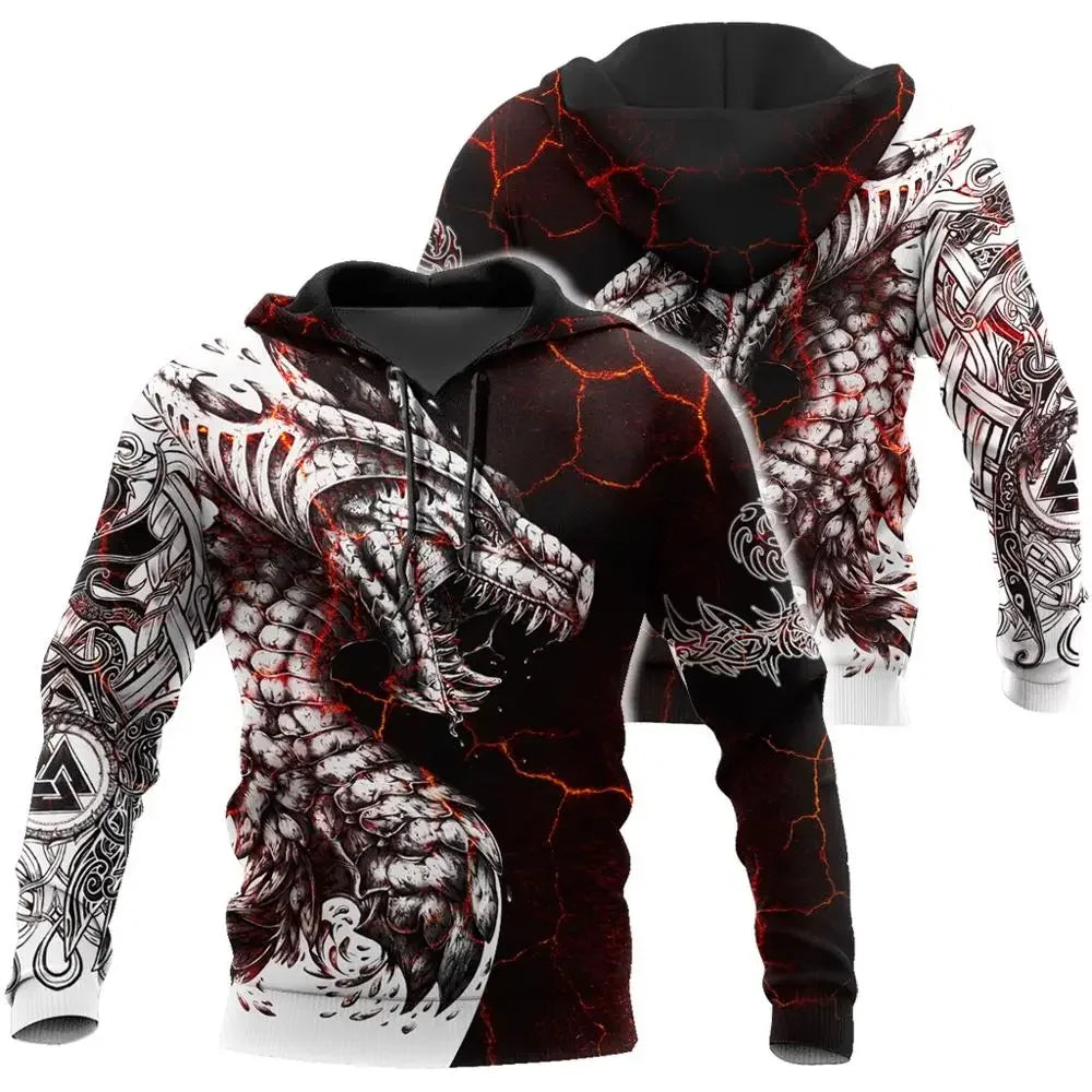 Black & White Tattoo Dragon 3D Printed Men Hoodies Sweatshirt Unisex Streetwear Zipper Pullover Casual Jacket Tracksuits KJ0192