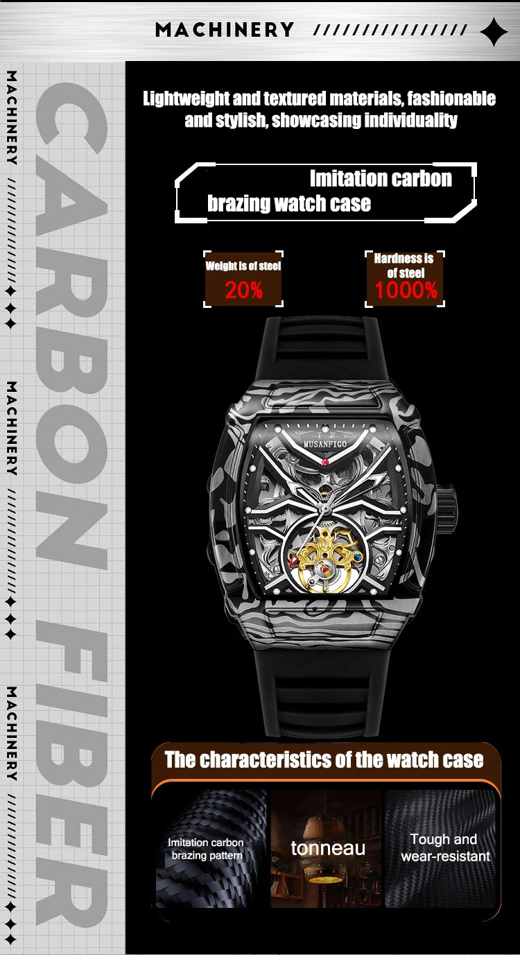 Fully automatic skeleton mechanical watch, fashionable personality, luxury hot men's watch, casual business watch