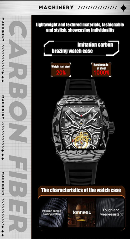 Fully automatic skeleton mechanical watch, fashionable personality, luxury hot men's watch, casual business watch