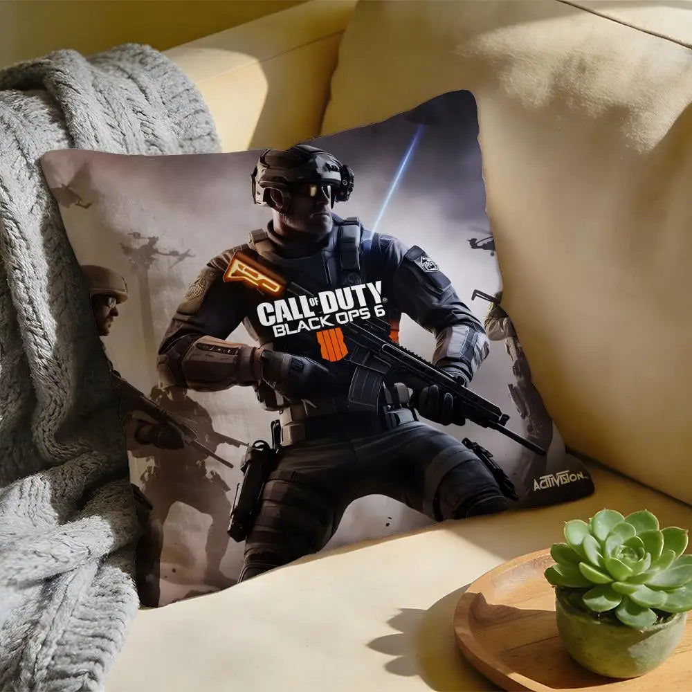 Cushion Cover Washed Linen Soft Breathable Decorative Case for Sofa Home Pillow cover Game C-Call of D-Duty Black Ops
