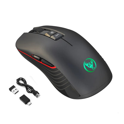 Rato gaming sem fios 2.4G USB-C recarregável 3600DPI, 7 botões, Type-C, silencioso, para MacBook, portátil, PC e computador