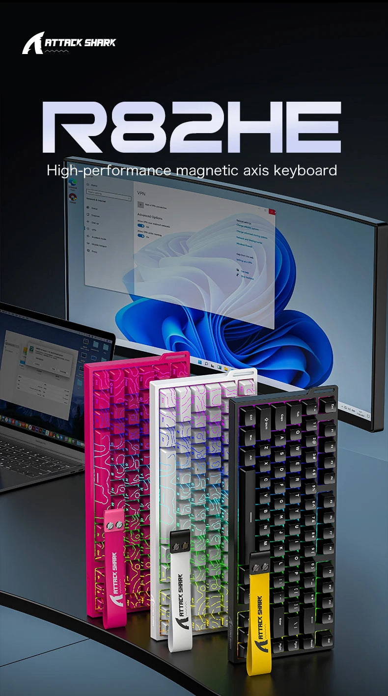 ATTACK SHARK R82HE Gaming Keyboard Magnetic 75% Wired 8000Hz Rapid Trigger ProGamer Keyboard, 0.005mm RT Accuracy, 0.08ms Latency