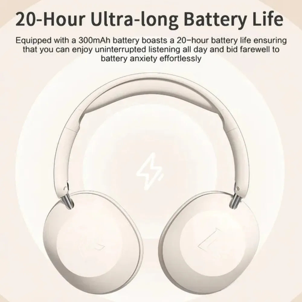 Foldable Wireless Bluetooth Headset Over Ear Sports Headphones with Stereo Sound, Noise Reduction, High Power Bluetooth Headphones for Music, Calls & Travel