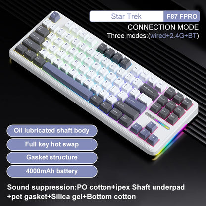 Original AULA F87 Pro Mechanical Keyboard Wireless USB Bluetooth Tri Mode 87 Key RGB PBT Gasket Laptop Gamer PC Gaming Keyboards