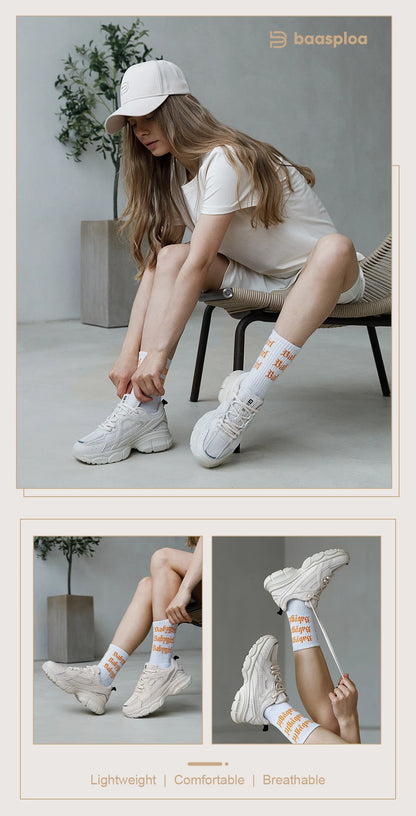 Baasploa Women Running Shoes Fashion Lightweight Mesh Non-slip Jogging Sneaker Female Outdoor Breathable Colorful Casual Shoes