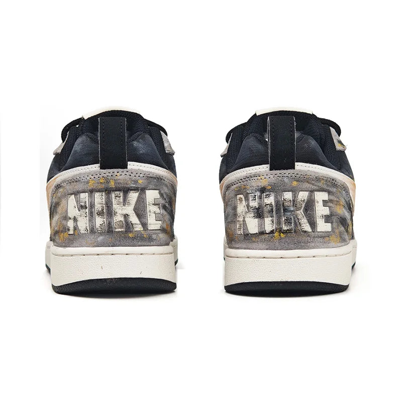 Custom Sneakers Nike Court Borough Custom "Black Gold Tarot & Apollo"  Low-Top Men's Sneakers