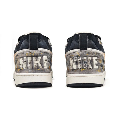 Custom Sneakers Nike Court Borough Custom "Black Gold Tarot & Apollo"  Low-Top Men's Sneakers