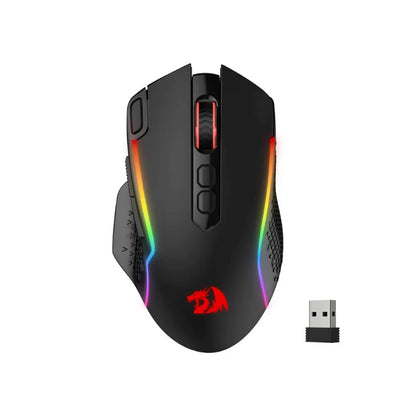 Rato Gaming Sem Fios Redragon M810 Pro, 10000 DPI, Rato Gamer com Fio c/ Tecla Rapid Fire, 8 Botões Macro, Rato Preto/Branco