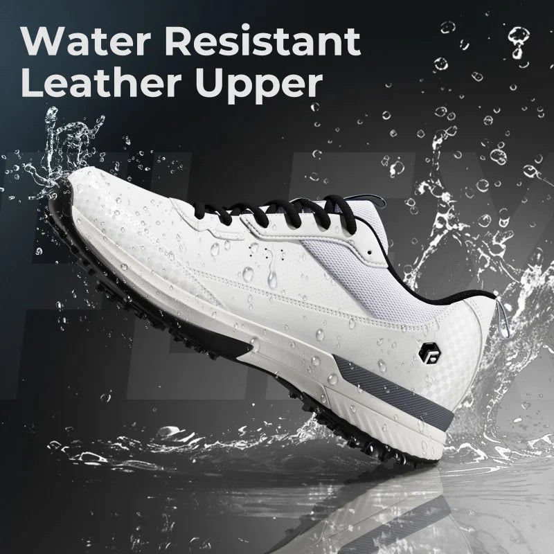 FitVille Wide Design Men's Golf Shoes Professional Outdoor Water Resistant Anti-slip Sport Shoes for Course with Spikes